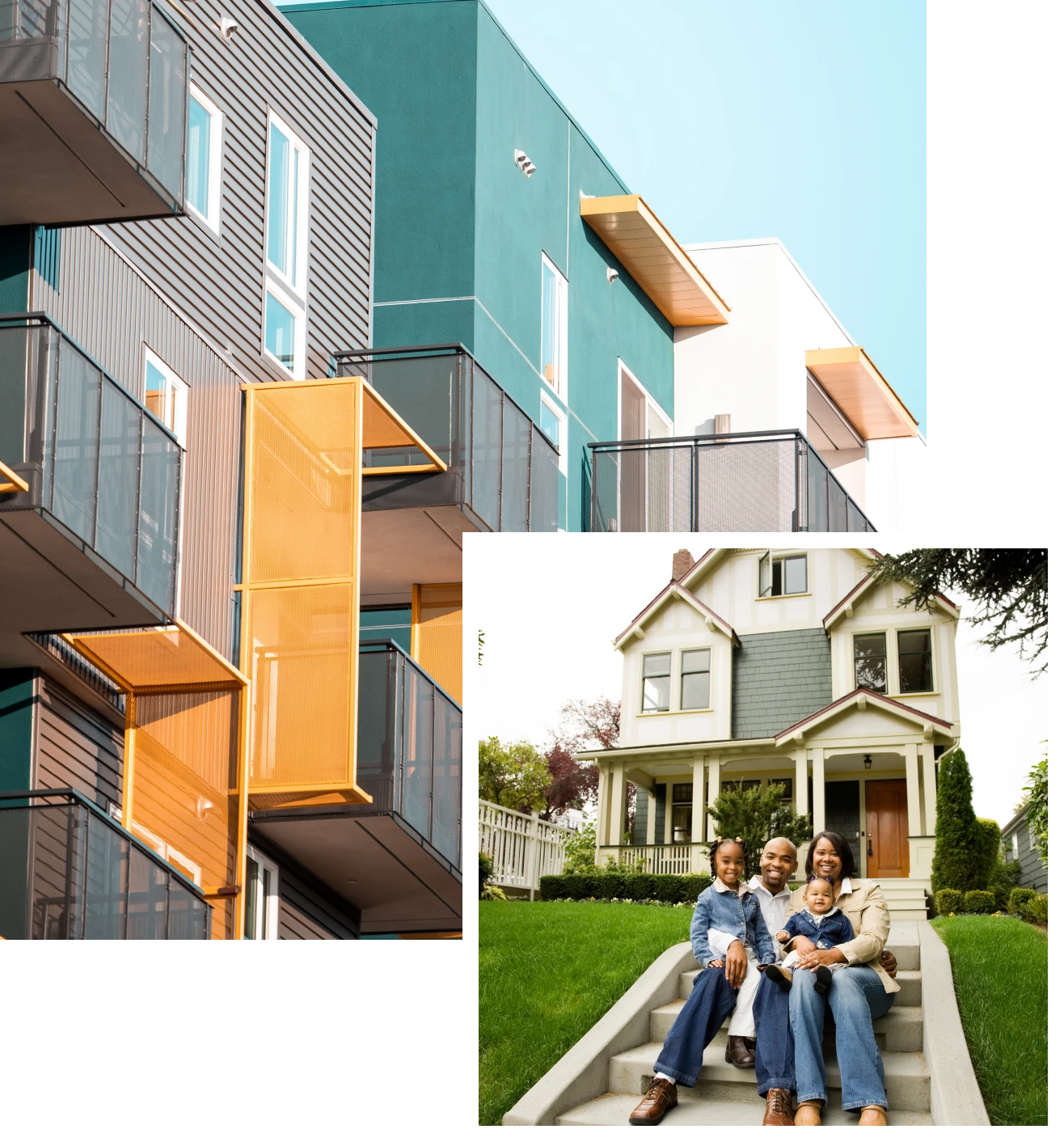 Modern apartment building with colorful balconies