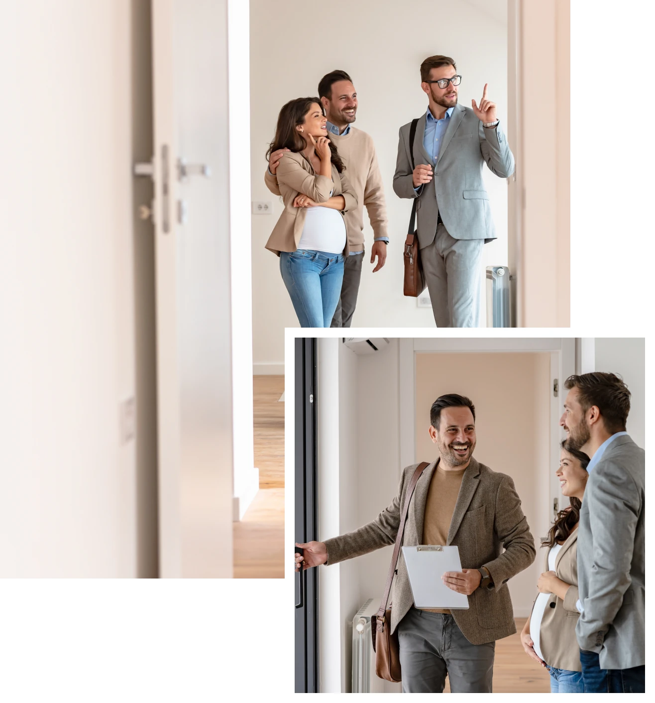 Couple touring a new apartment with agent